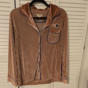 POL Velvet Lounge Top | LOVE Embroidery | Size S NWOT